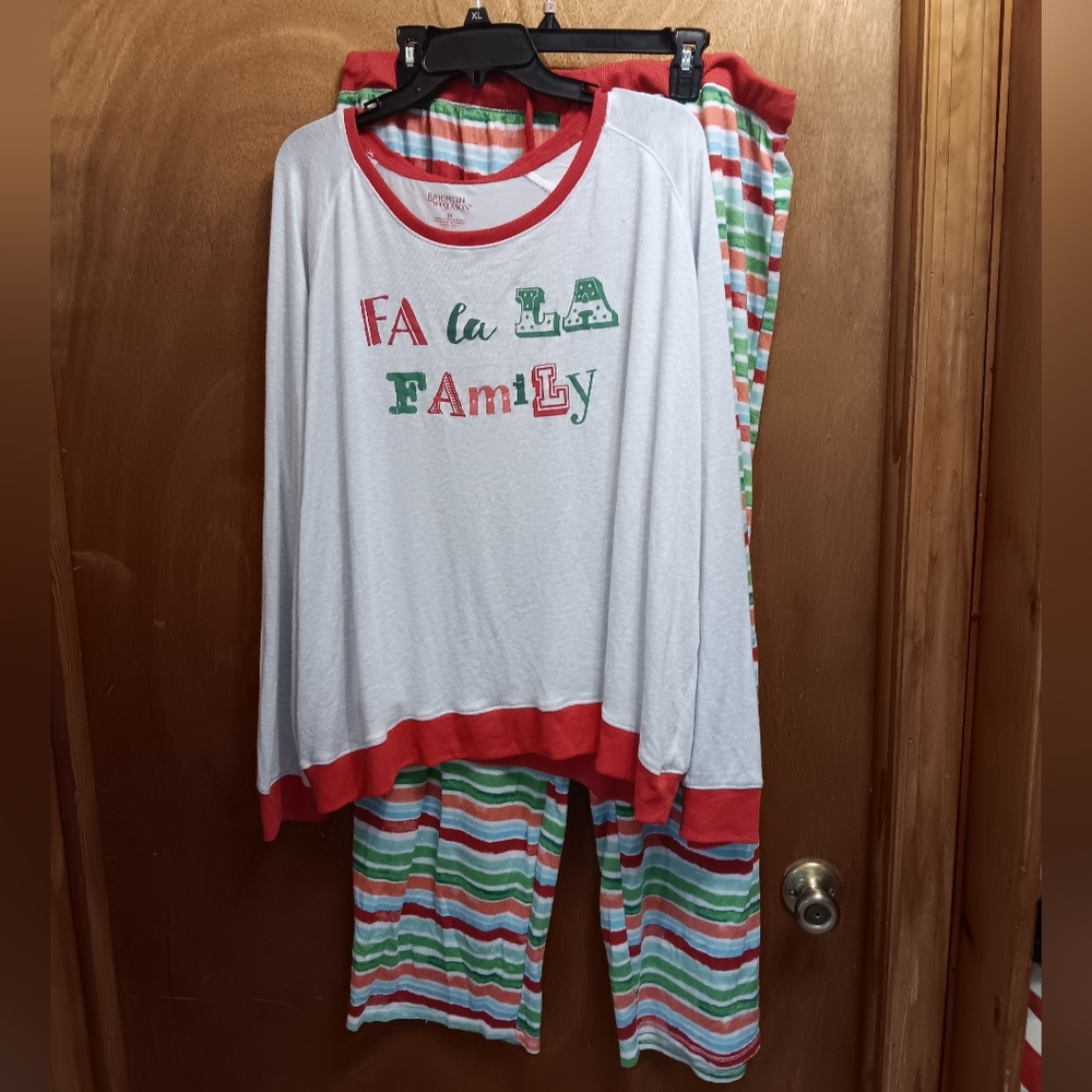 Brighten The Season  Womans Pajama Set - Red, Green, and White